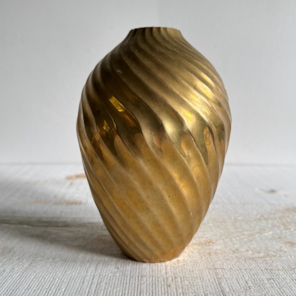 Vintage Brass Vase with Simple Detailing - Made in India